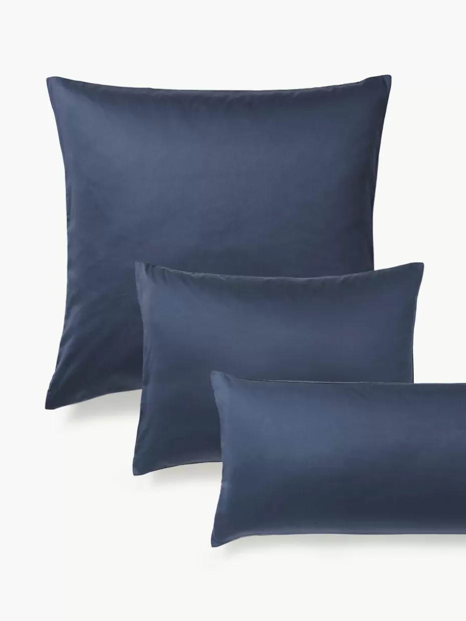 Kopfkissenbezüge-Westwing Collection Baumwollsatin-Kopfkissenbezug Comfort Dunkelblau