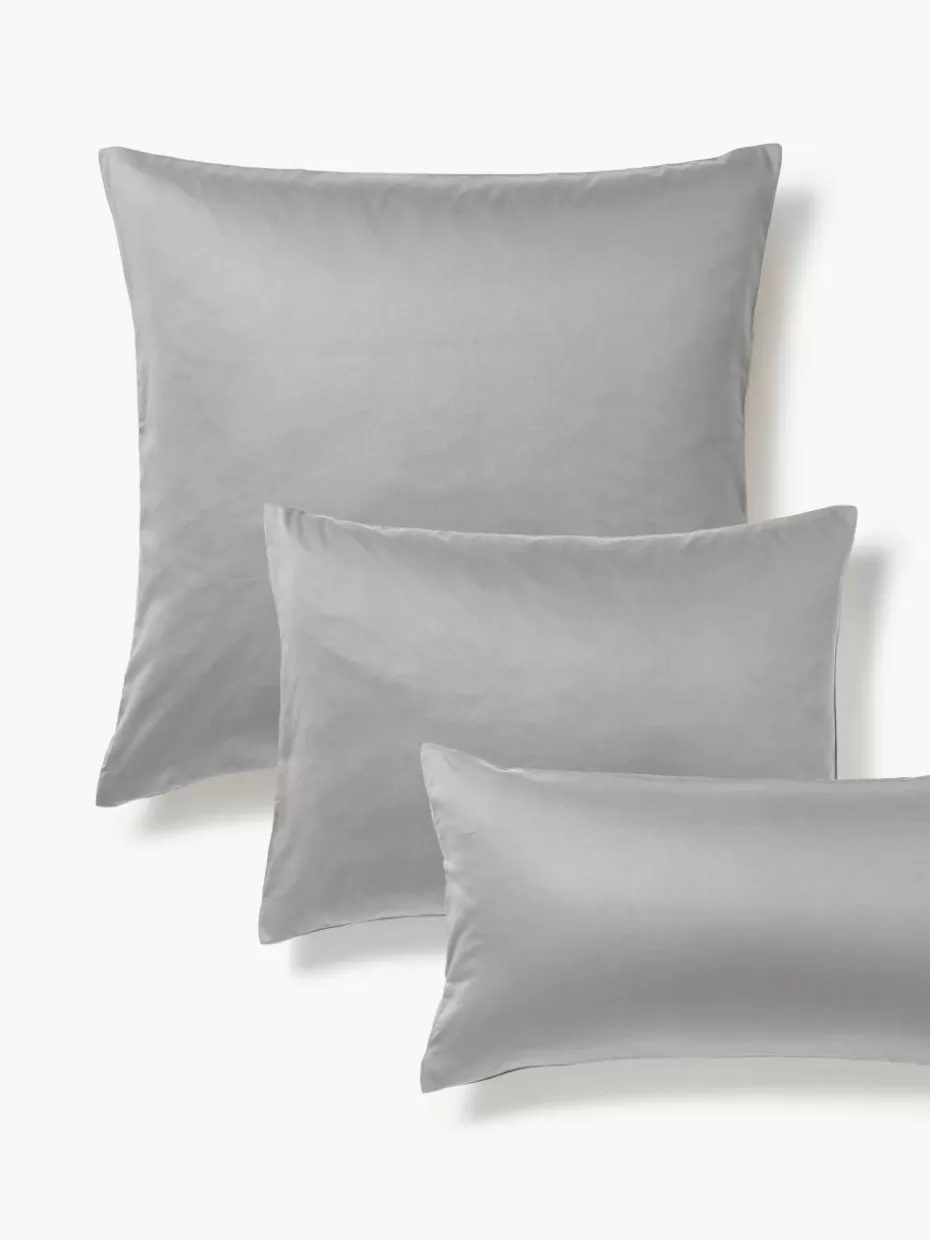 Kopfkissenbezüge-Westwing Collection Baumwollsatin-Kopfkissenbezug Comfort Dunkelgrau
