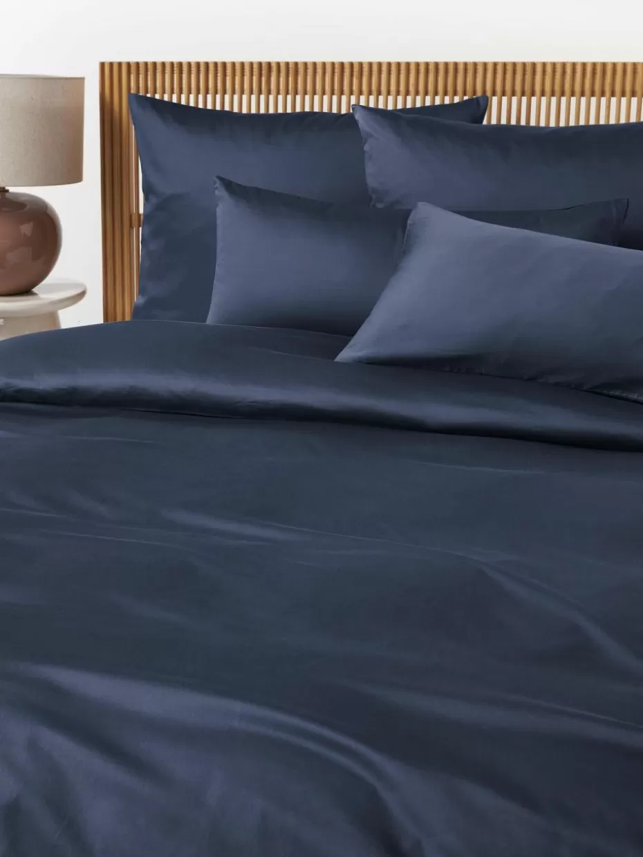 Kopfkissenbezüge-Westwing Collection Baumwollsatin-Kopfkissenbezug Comfort Dunkelblau