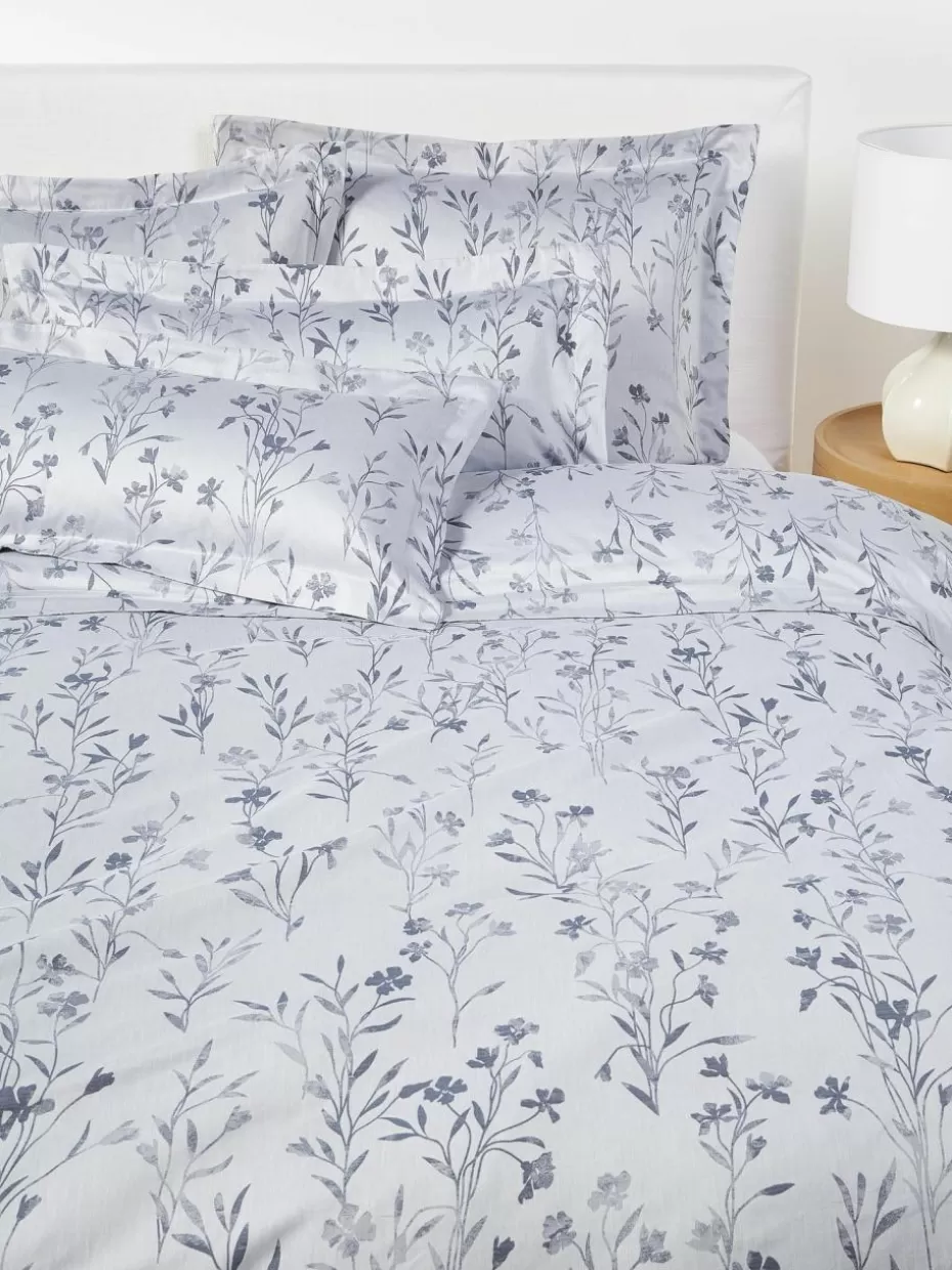 Kopfkissenbezüge-Westwing Collection Baumwollsatin-Kopfkissenbezug Hurley mit Jacquard-Muster Hellblau, Blau