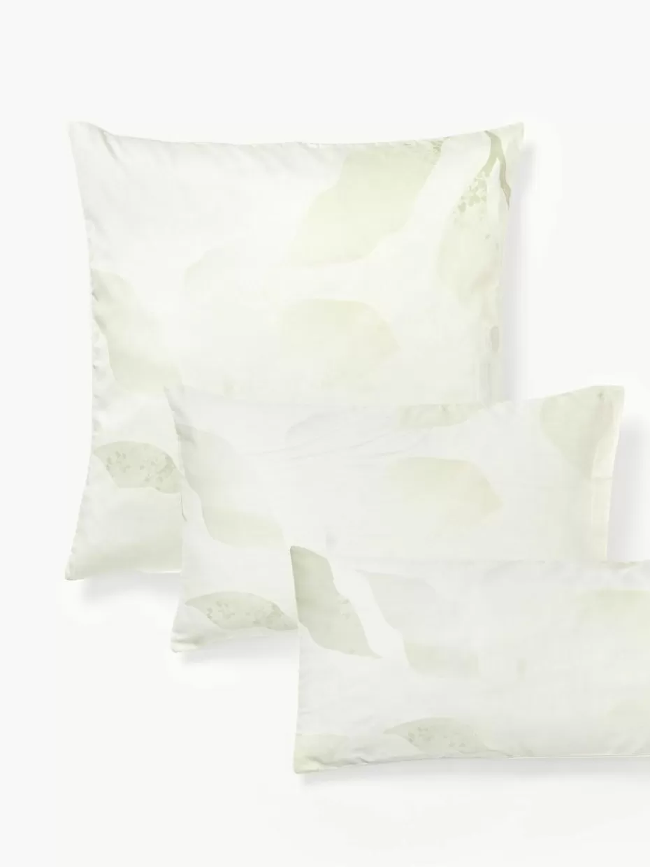 Kopfkissenbezüge-Westwing Collection Baumwollsatin-Kopfkissenbezug Marino mit floralem Print Grüntöne