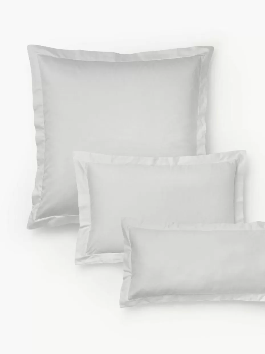 Kopfkissenbezüge-Westwing Collection Baumwollsatin-Kopfkissenbezug Premium Hellgrau