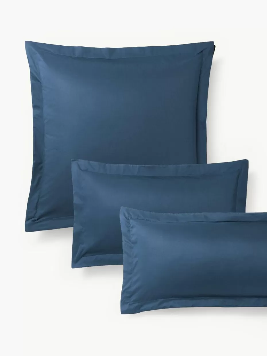 Kopfkissenbezüge-Westwing Collection Baumwollsatin-Kopfkissenbezug Premium Dunkelblau