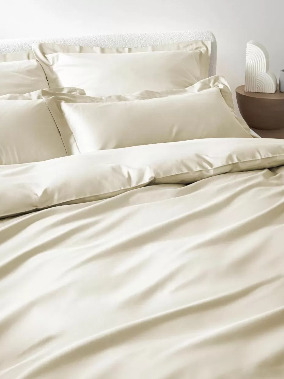 Kopfkissenbezüge-Westwing Collection Baumwollsatin-Kopfkissenbezug Premium Hellbeige
