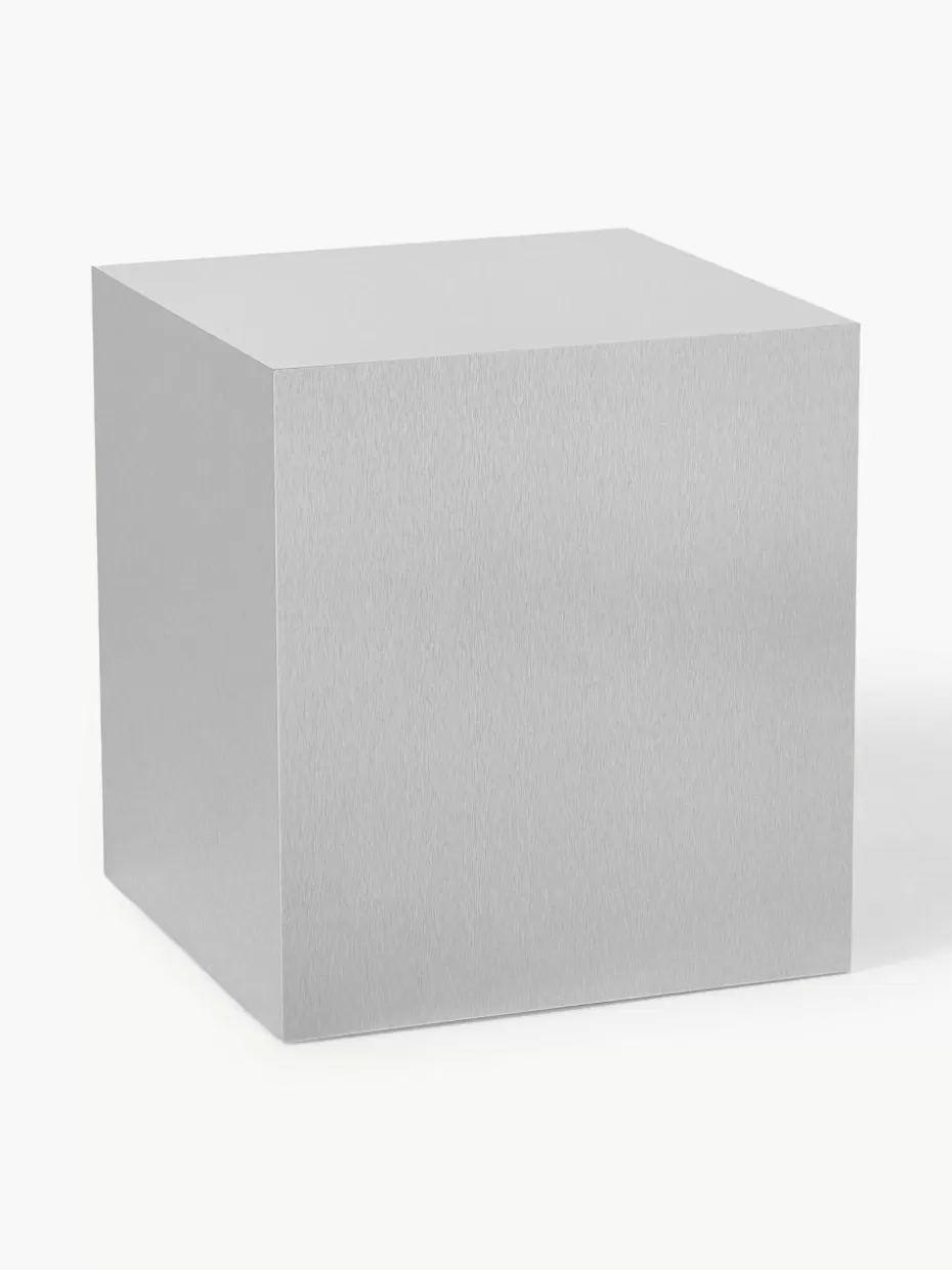 Beistelltische-Westwing Collection Beistelltisch Lesley in Metall-Optik Metall-Optik Silberfarben, matt