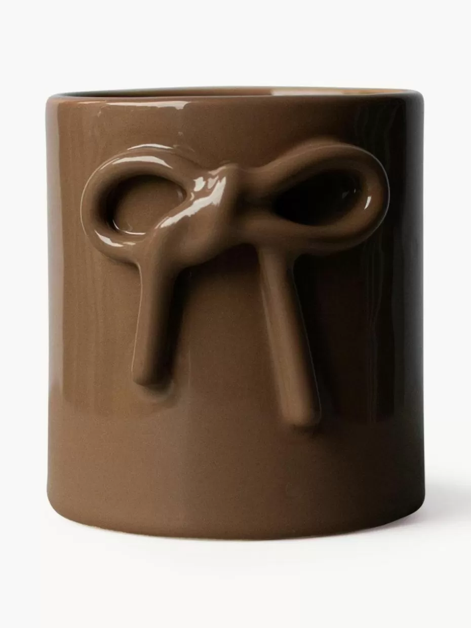 Blumentöpfe-DBKD Übertopf Bow aus Keramik, H 11 cm Nougat, glänzend