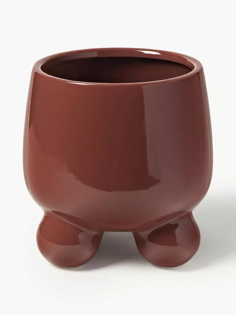 Blumentöpfe-Westwing Collection Übertopf Olea, H 26 cm Rostrot, glänzend