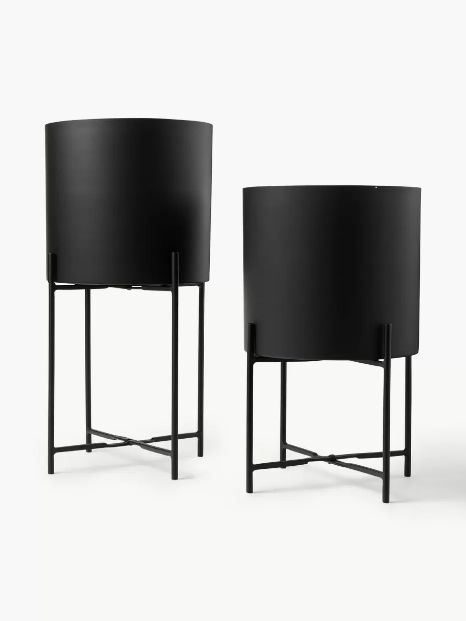 Blumentöpfe-Westwing Collection Übertöpfe Mina aus Metall, 2er-Set Schwarz