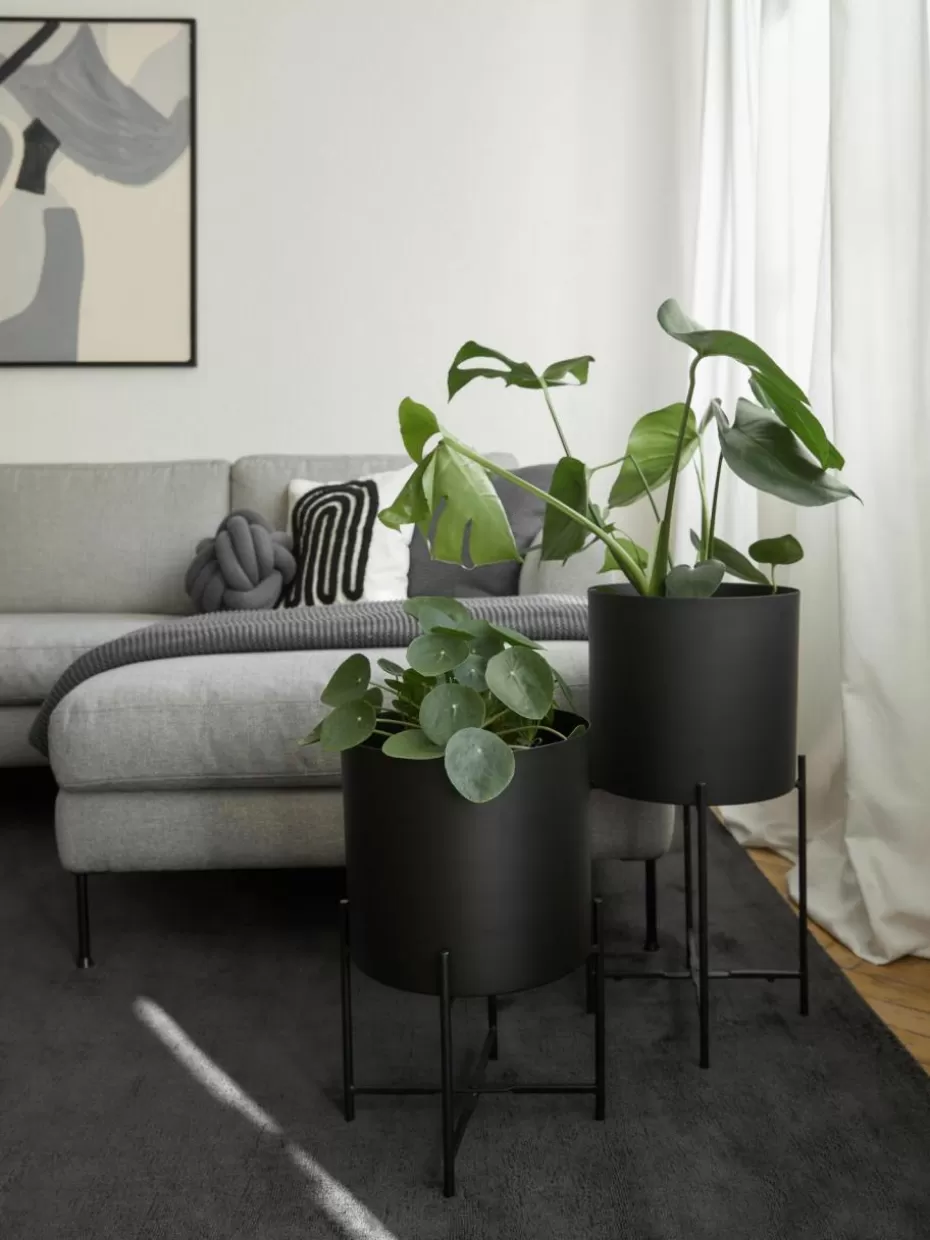 Blumentöpfe-Westwing Collection Übertöpfe Mina aus Metall, 2er-Set Schwarz