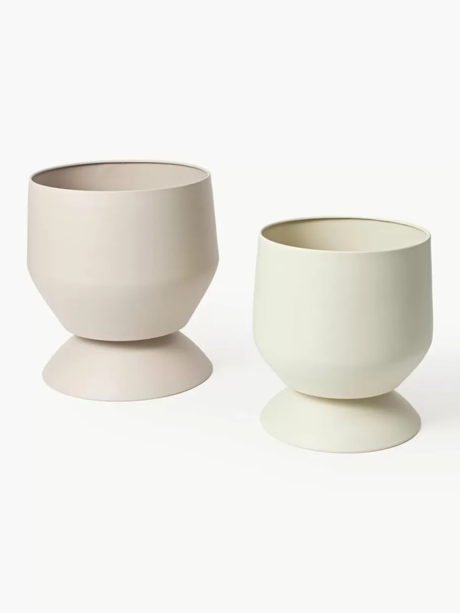 Blumentöpfe-Westwing Collection Übertöpfe Renya, 2er-Set Hellbeige, Off White