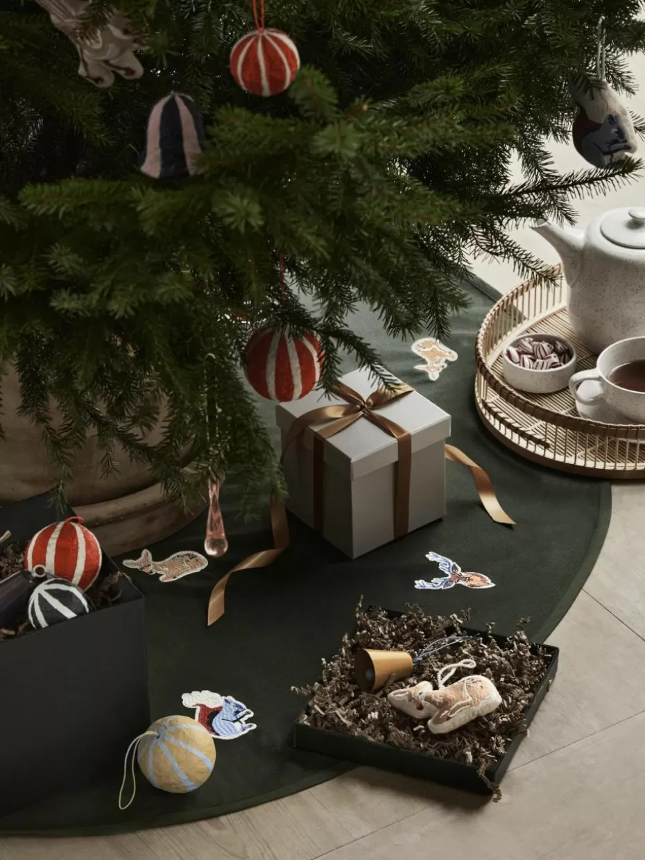 Weihnachtskugeln & Baumanhänger-Broste Copenhagen Bestickte Stoff-Baumanhänger Baby Deer, 2 Stück