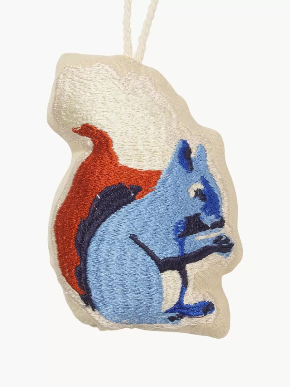 Weihnachtskugeln & Baumanhänger-Broste Copenhagen Bestickte Stoff-Baumanhänger Squirrel, 2 Stück
