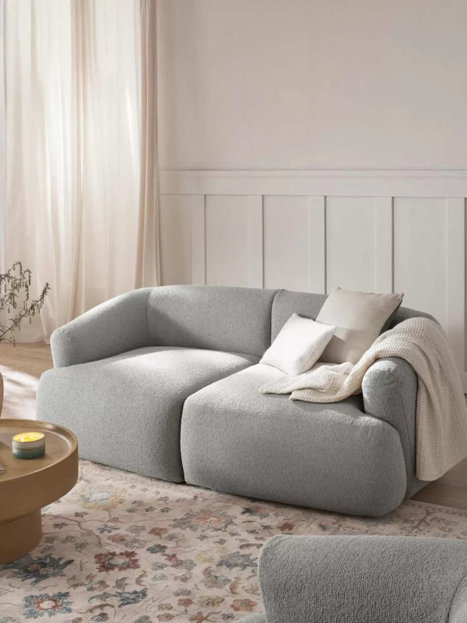 Sofas | Sofaserien-Westwing Collection Bouclé-Eckmodul Sofia Bouclé Hellgrau