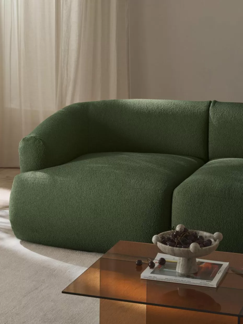 Sofas | Sofaserien-Westwing Collection Bouclé-Eckmodul Sofia Bouclé Dunkelgrün
