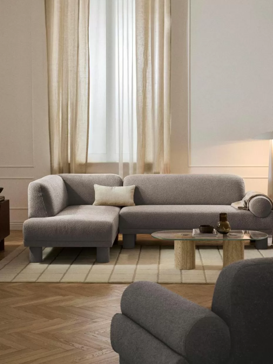 Sofas | Sofaserien-Westwing Collection Bouclé-Ecksofa Lilo Bouclé Grau