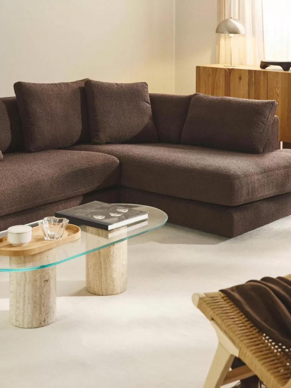 Sofas | Sofaserien-Westwing Collection Bouclé-Ecksofa Tribeca Bouclé Dunkelbraun