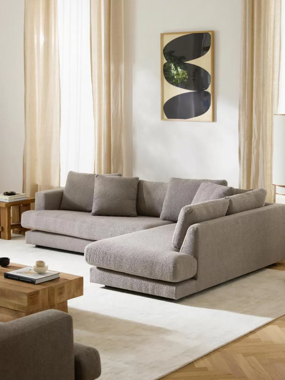 Sofas | Sofaserien-Westwing Collection Bouclé-Ecksofa Tribeca Bouclé Grau