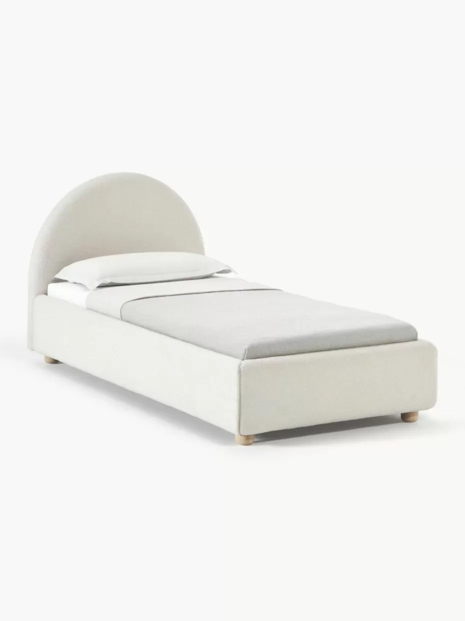 Betten-Westwing Collection Bouclé-Einzelbett Ebba mit Stauraum Bouclé Off White