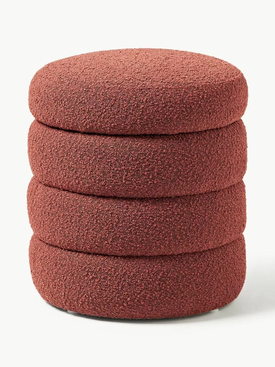 Hocker-Westwing Collection Bouclé-Hocker Alto mit Stauraum Bouclé Rostrot