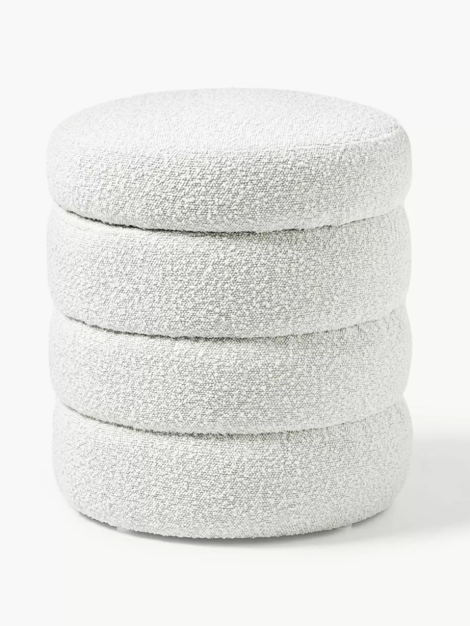 Hocker-Westwing Collection Bouclé-Hocker Alto mit Stauraum Bouclé Off White