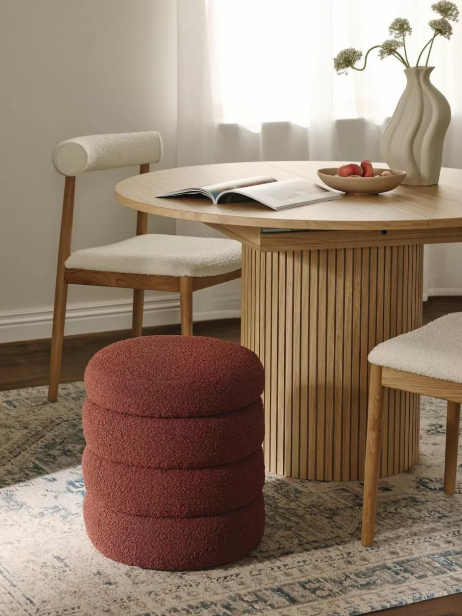 Hocker-Westwing Collection Bouclé-Hocker Alto mit Stauraum Bouclé Rostrot
