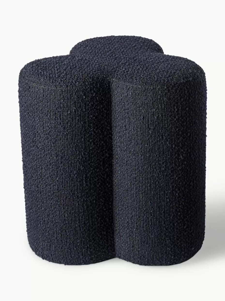 Hocker-Pols Potten Bouclé-Hocker Clover Bouclé Dunkelblau