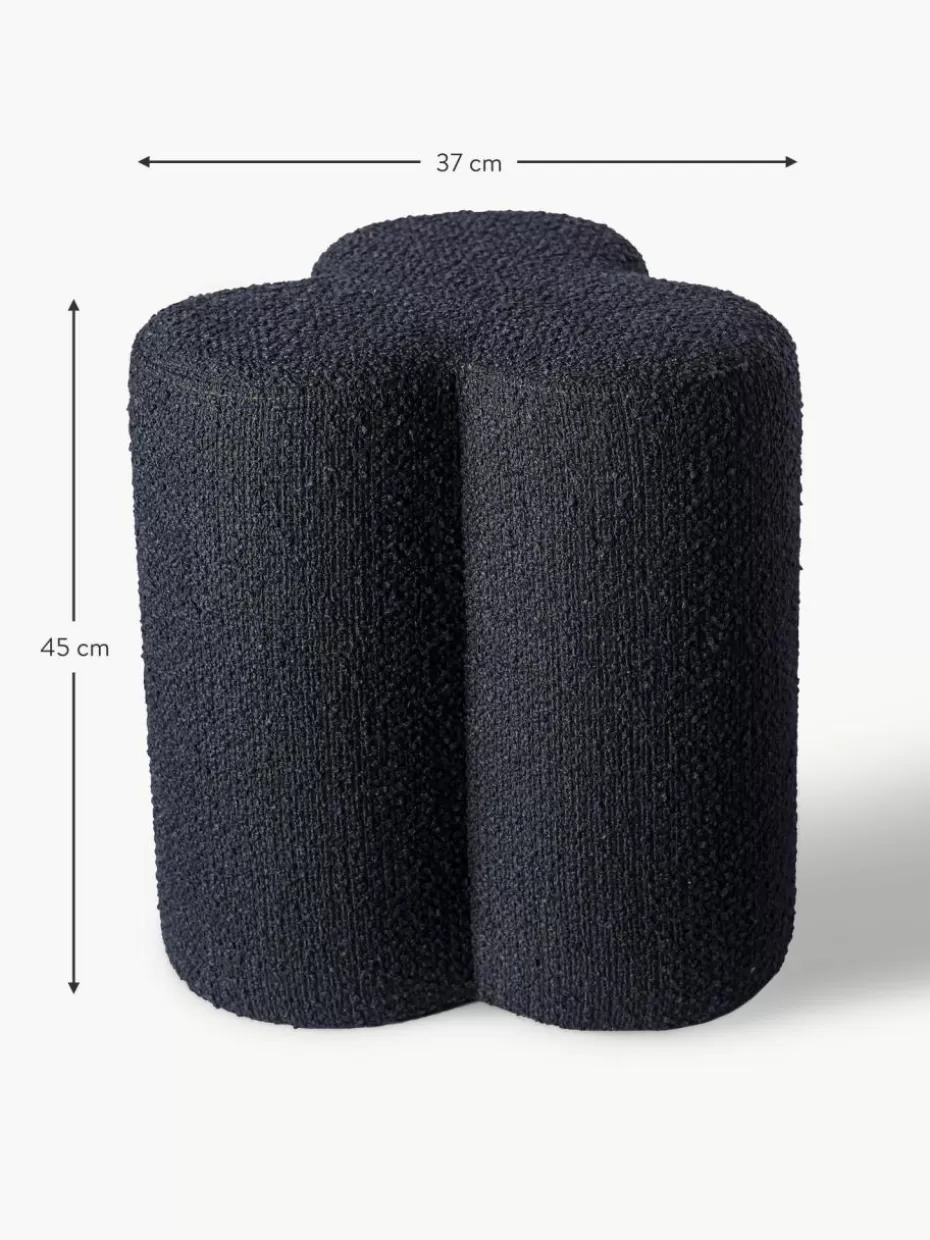 Hocker-Pols Potten Bouclé-Hocker Clover Bouclé Dunkelblau