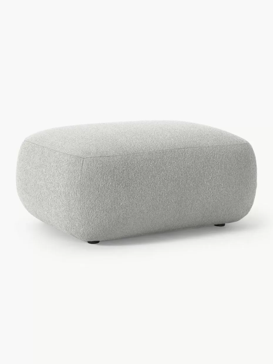 Hocker | Sofaserien-Westwing Collection Bouclé-Hocker Sofia Bouclé Hellgrau