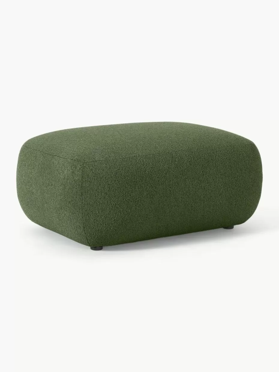 Hocker | Sofaserien-Westwing Collection Bouclé-Hocker Sofia Bouclé Dunkelgrün