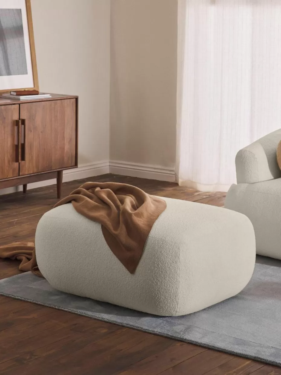Hocker | Sofaserien-Westwing Collection Bouclé-Hocker Sofia Bouclé Off White