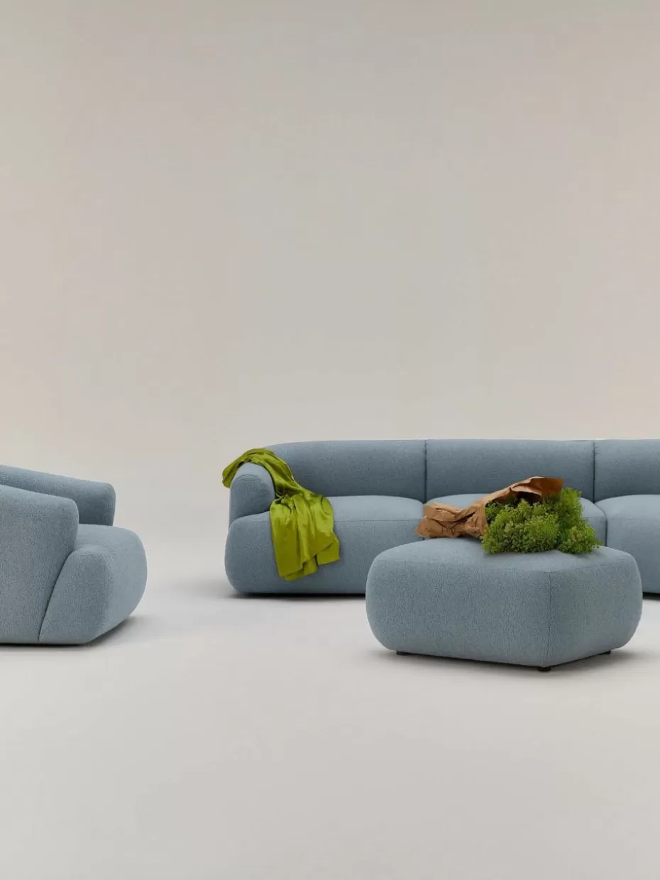 Hocker | Sofaserien-Westwing Collection Bouclé-Hocker Sofia Bouclé Blau