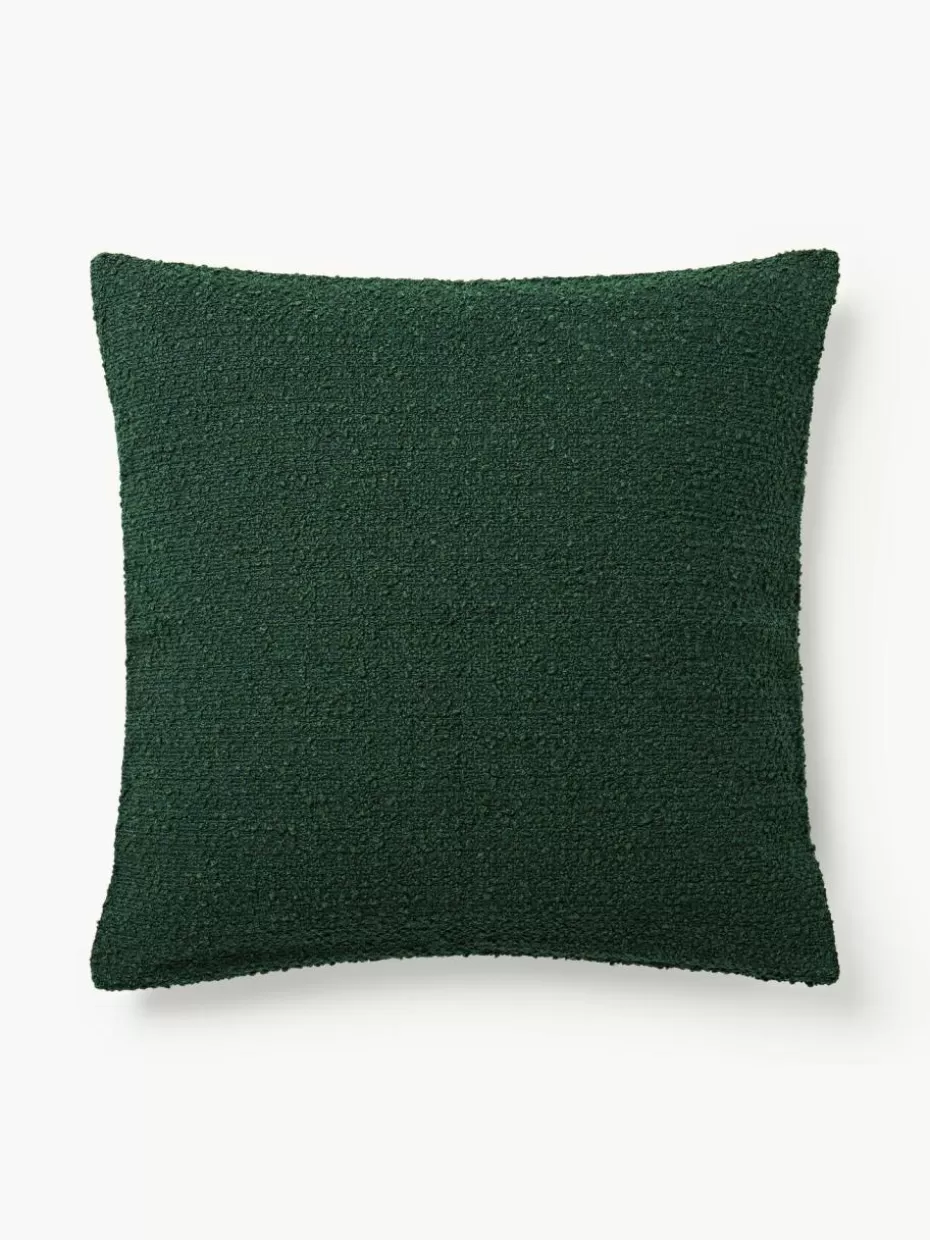 Dekokissen-Westwing Collection Bouclé-Kissenhülle Bellamie Bouclé Dunkelgrün