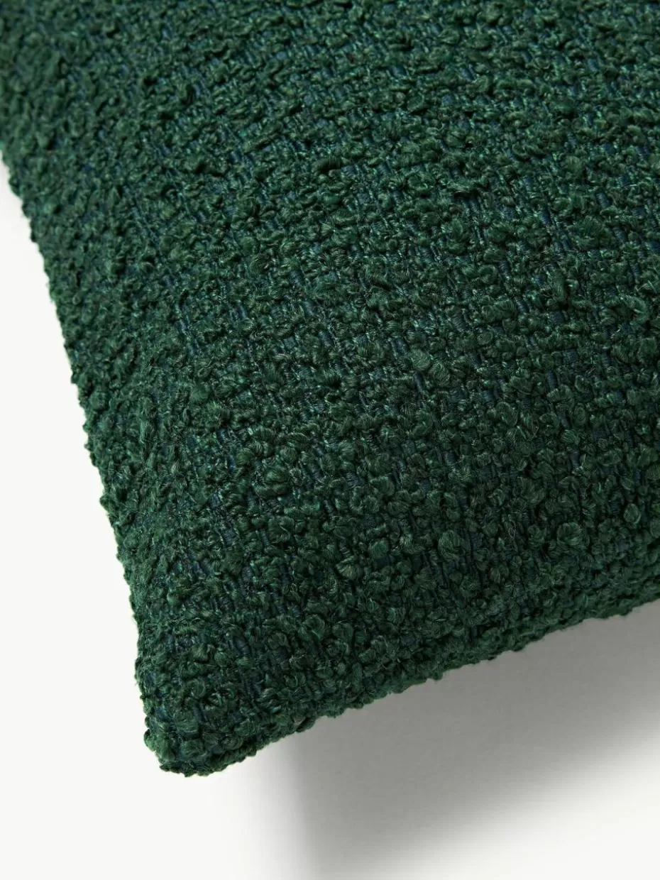 Dekokissen-Westwing Collection Bouclé-Kissenhülle Bellamie Bouclé Dunkelgrün