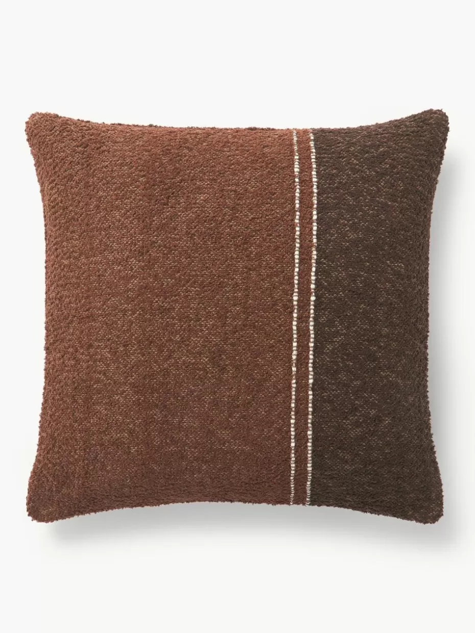 Dekokissen-Westwing Collection Bouclé-Kissenhülle Lago Brauntöne, Weiß