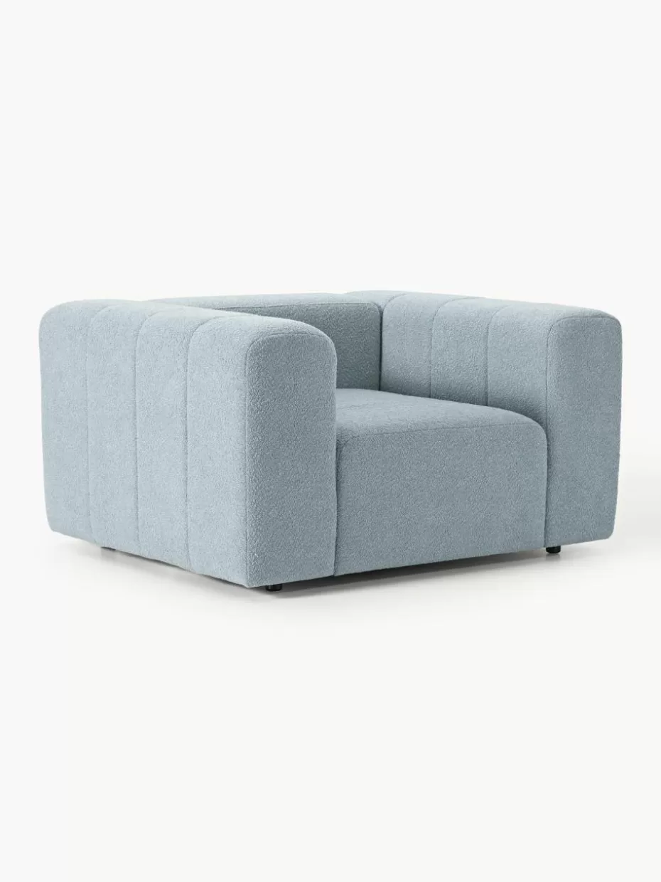 Sessel | Sofaserien-Westwing Collection Bouclé-Loungesessel Lena Bouclé Hellblau