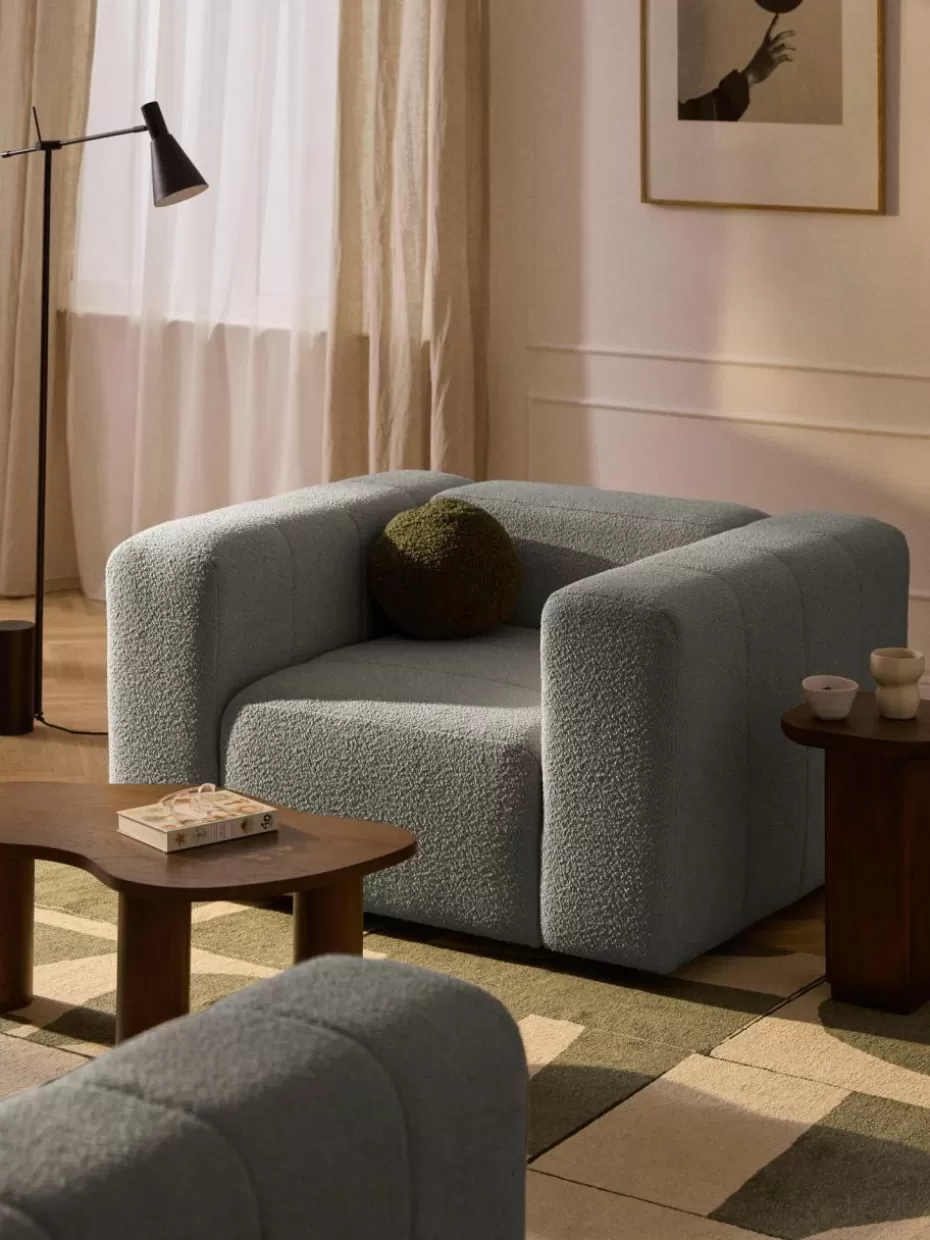 Sessel | Sofaserien-Westwing Collection Bouclé-Loungesessel Lena Bouclé Grau