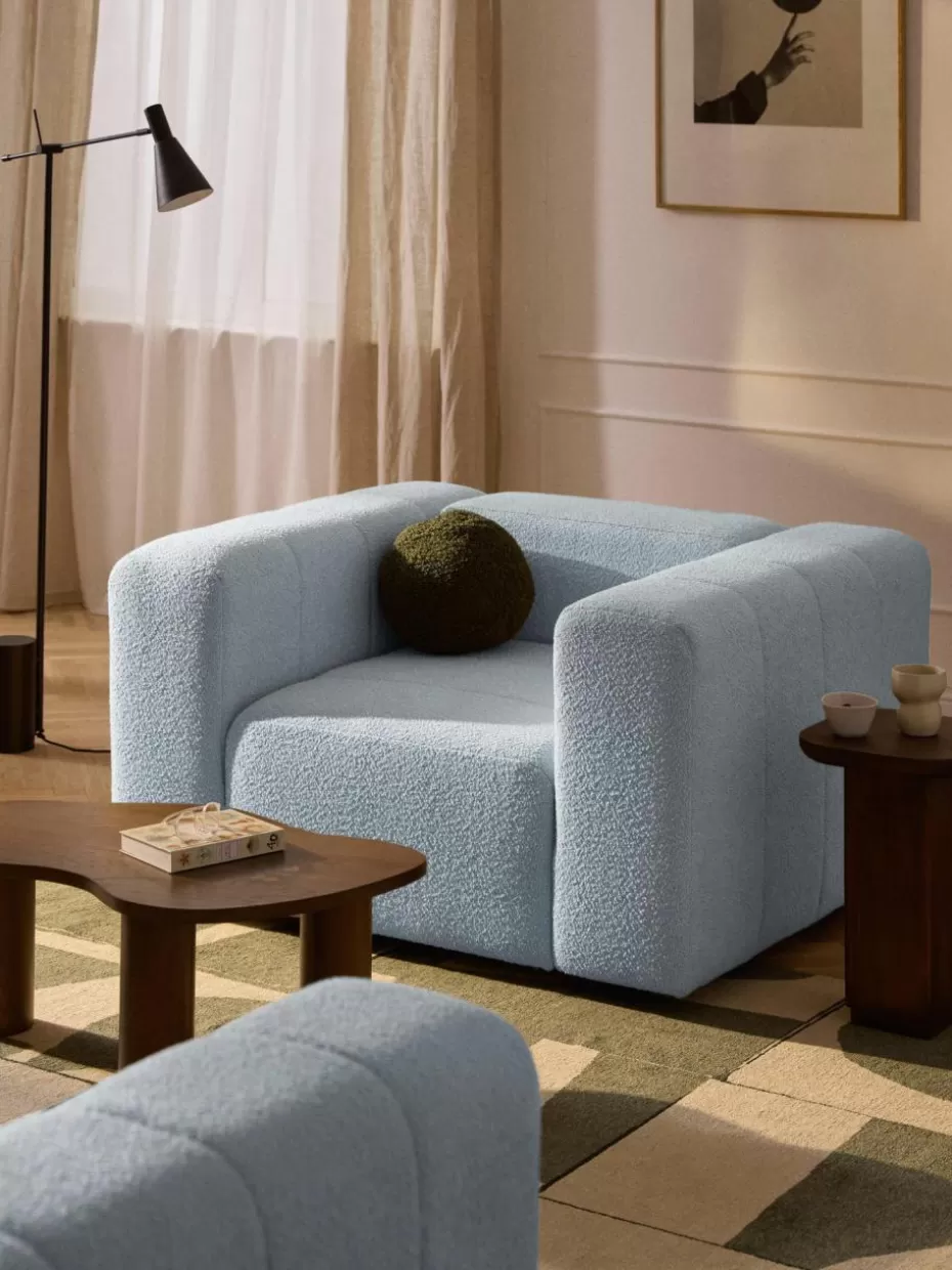 Sessel | Sofaserien-Westwing Collection Bouclé-Loungesessel Lena Bouclé Hellblau