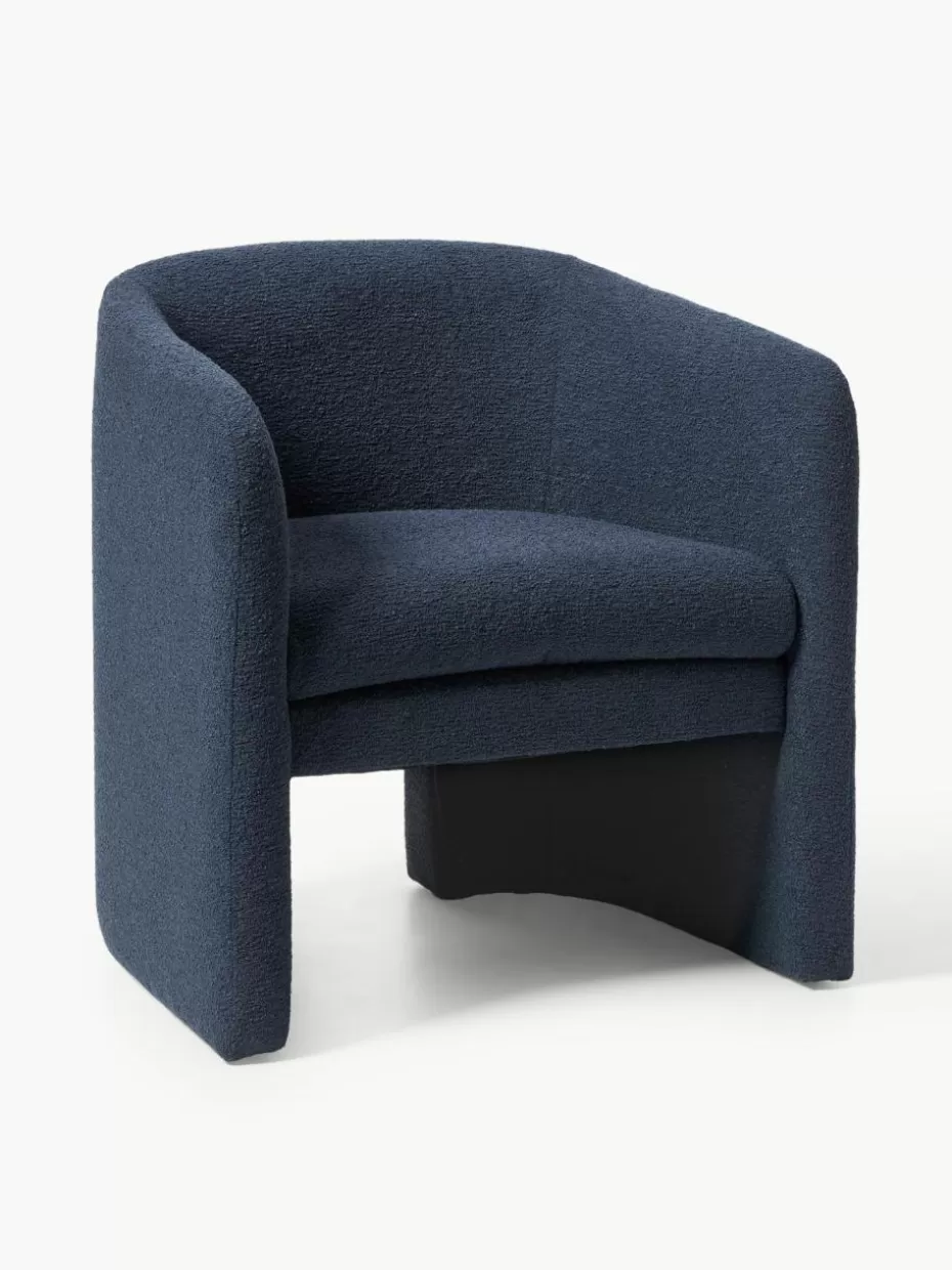 Sessel-Westwing Collection Bouclé-Loungesessel Mairo Bouclé Dunkelblau