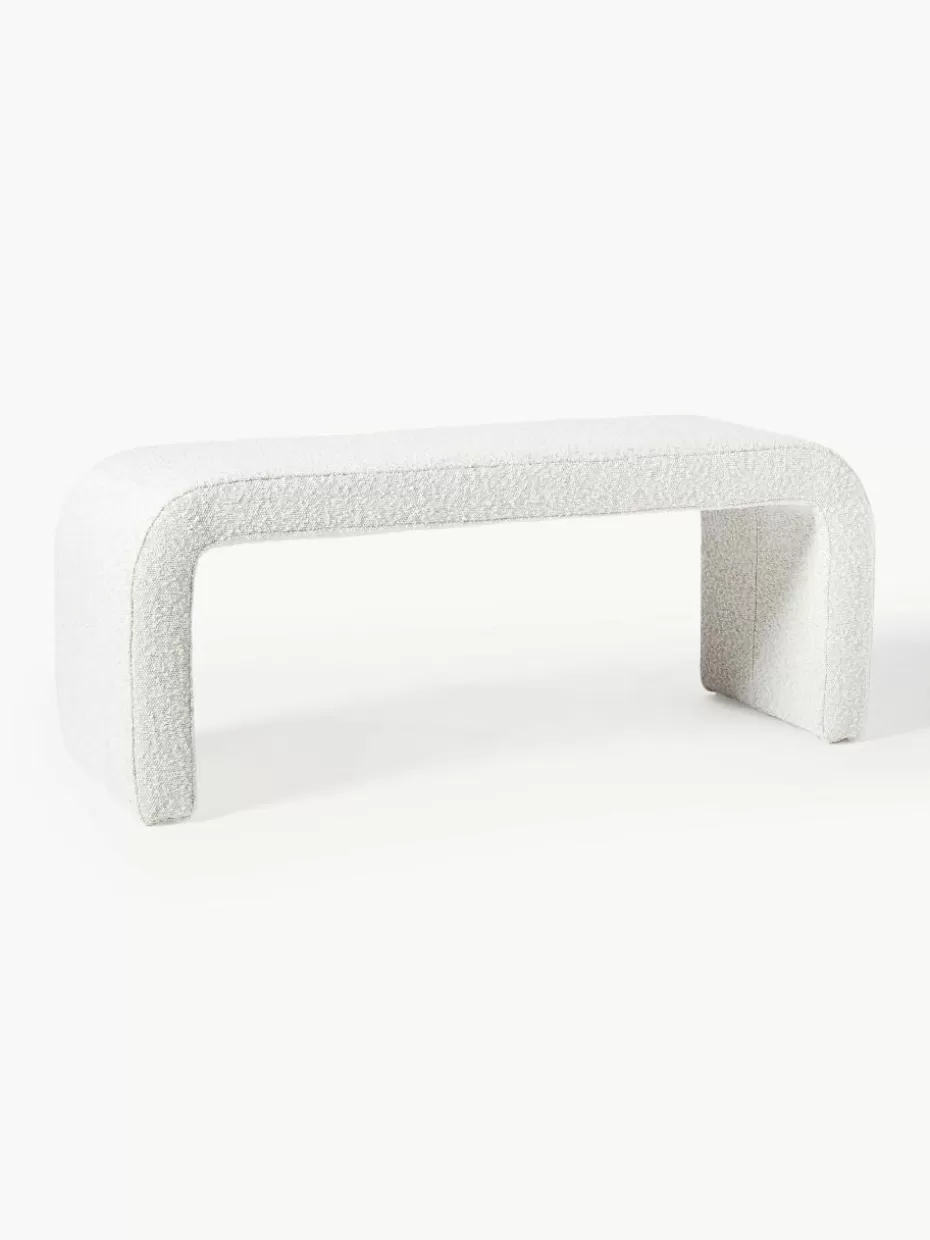 Flur Sitzbänke | Bettbänke-Westwing Collection Bouclé-Polsterbank Penelope Bouclé Off White