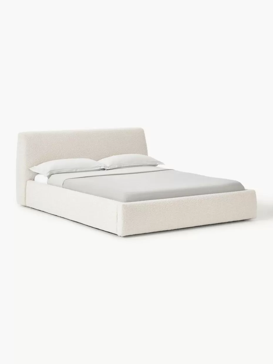 Betten-Westwing Collection Bouclé-Polsterbett Cloud Bouclé Off White