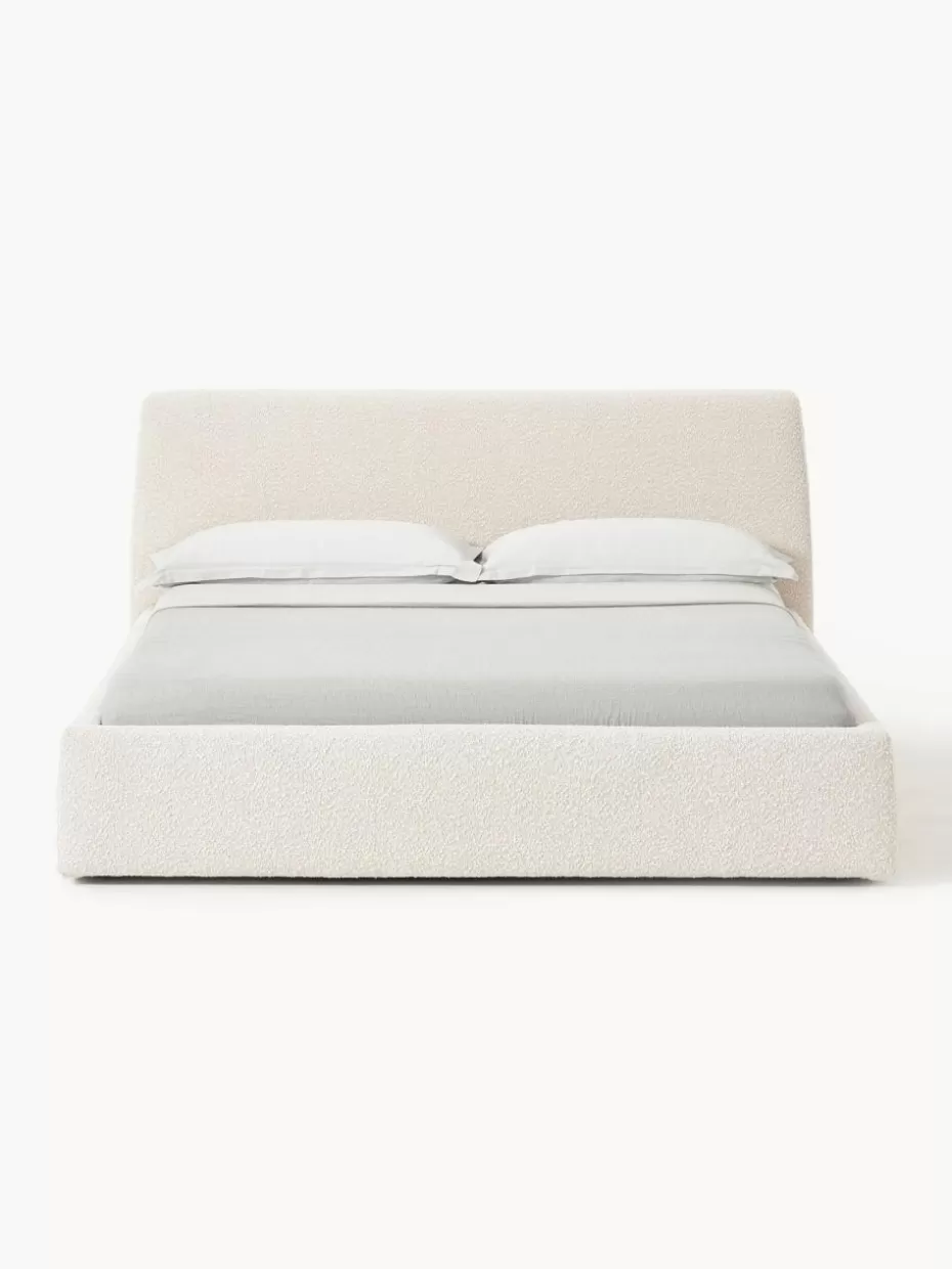 Betten-Westwing Collection Bouclé-Polsterbett Cloud Bouclé Off White