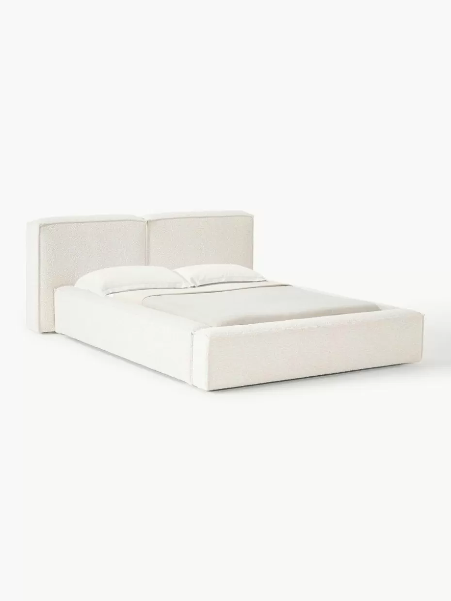 Betten-Westwing Collection Bouclé-Polsterbett Lennon Bouclé Off White