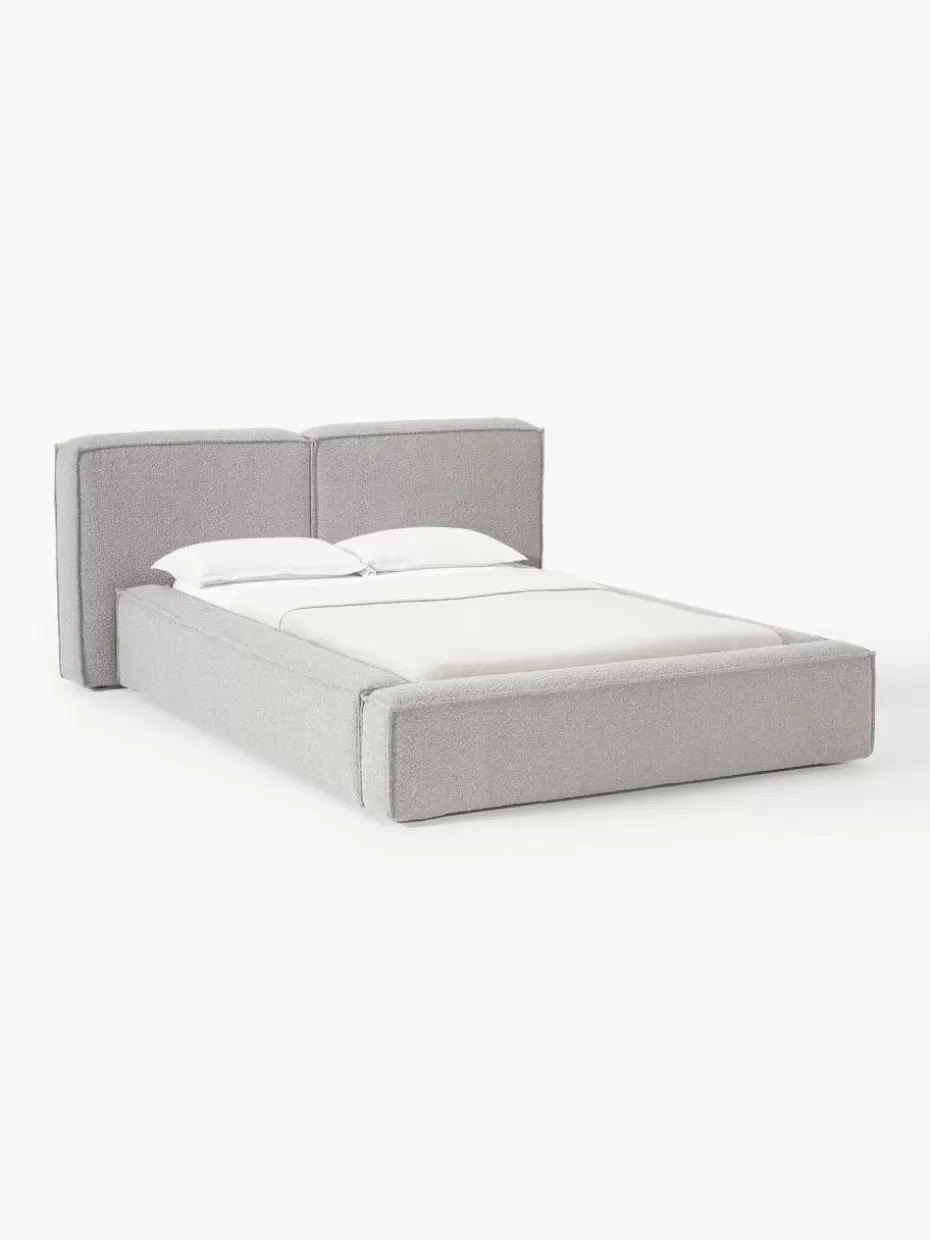 Betten-Westwing Collection Bouclé-Polsterbett Lennon Bouclé Grau