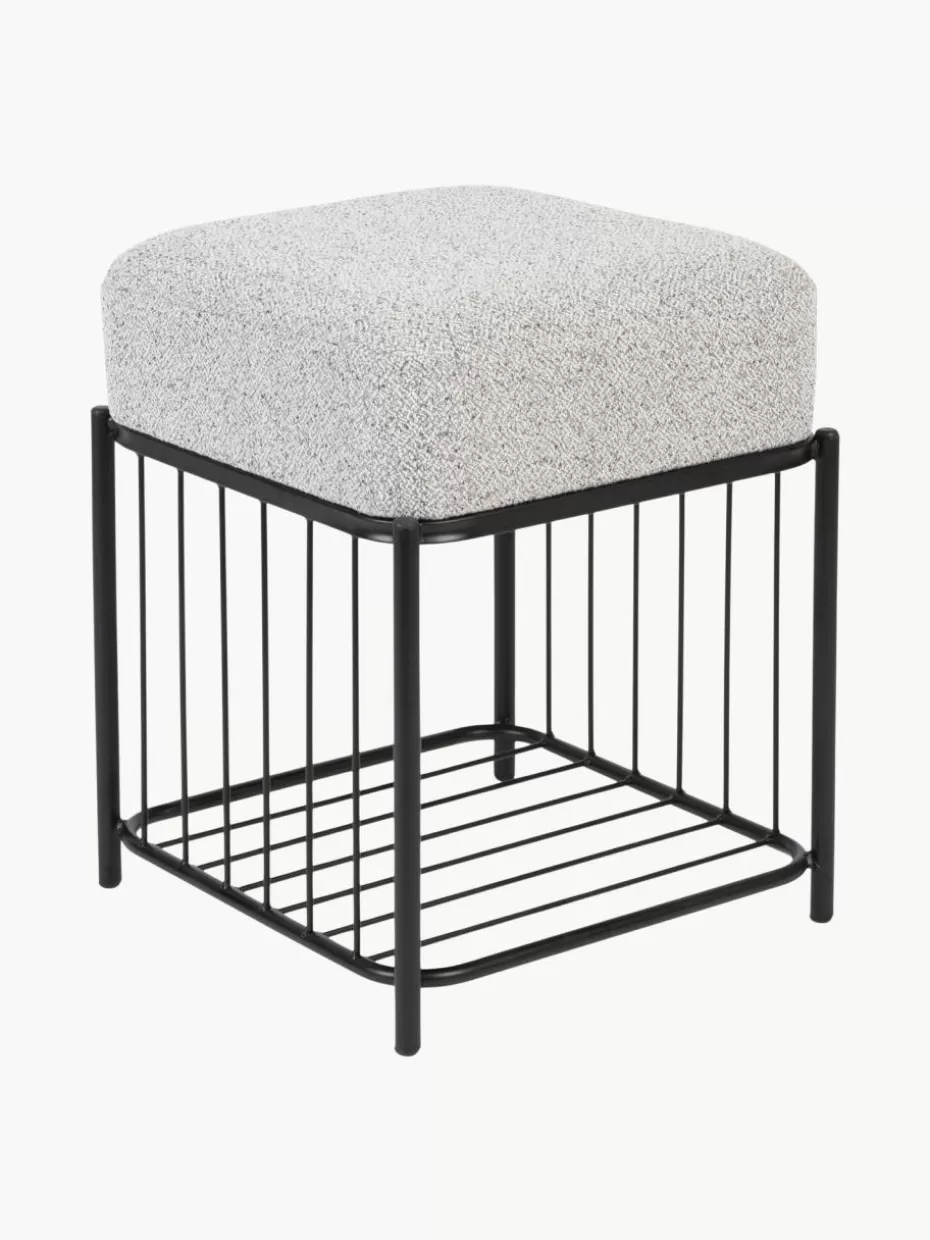 Flur Hocker-Westwing Bouclé-Polsterhocker Milou mit Ablagefläche