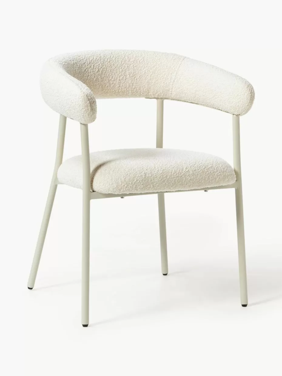 Stühle-Westwing Collection Bouclé-Polsterstühle Thiago, 2 Stück Bouclé Off White, Off White matt