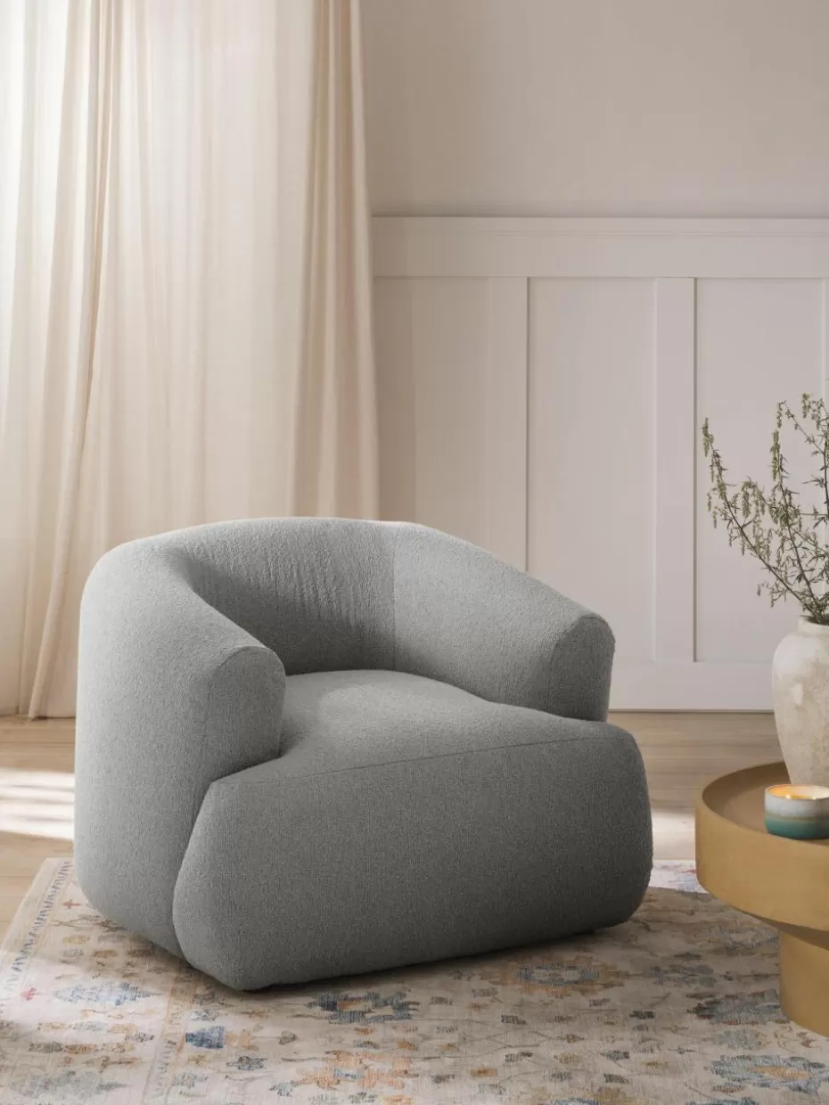 Sessel | Sofaserien-Westwing Collection Bouclé-Sessel Sofia Bouclé Hellgrau