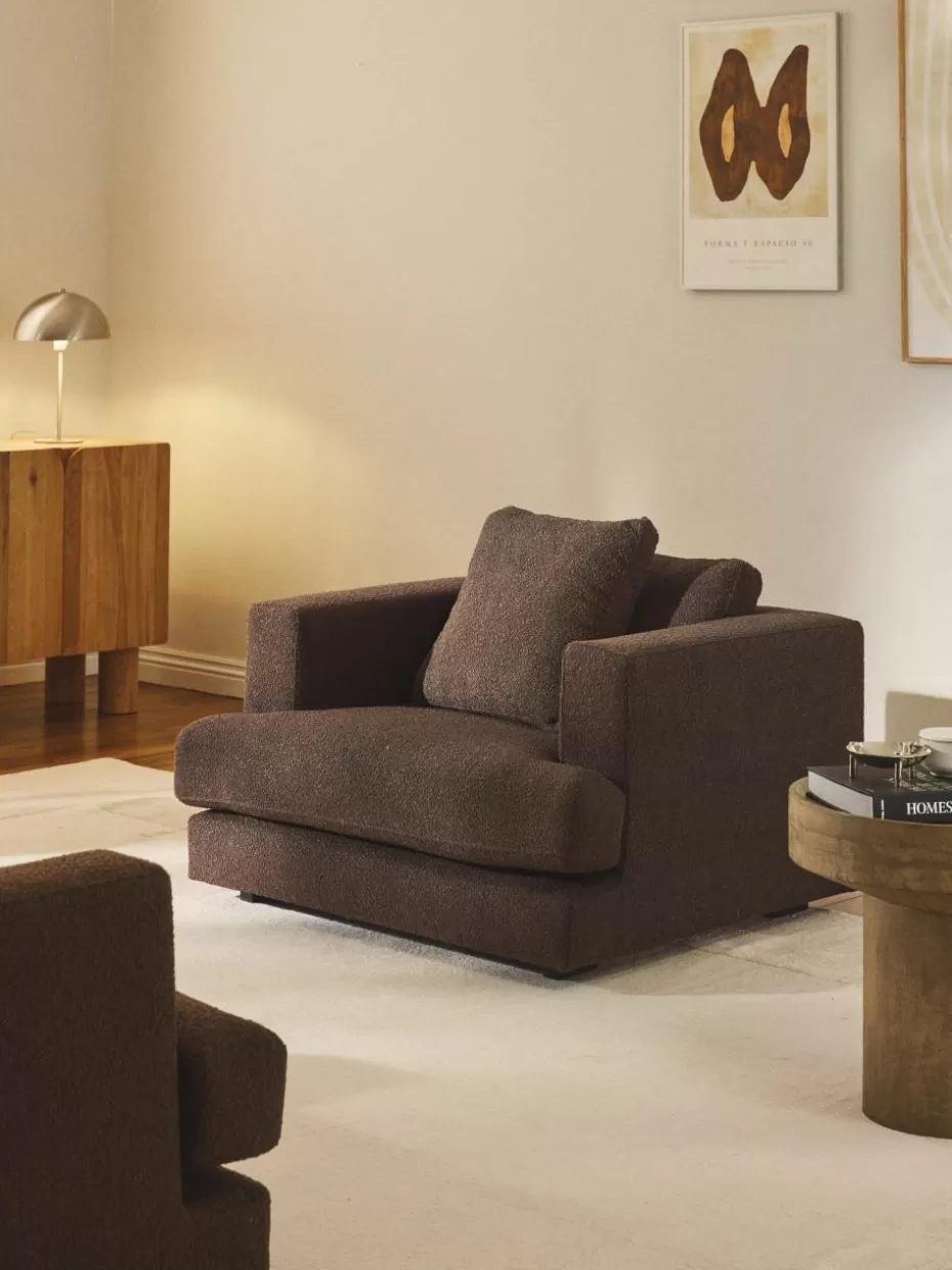 Sessel | Sofaserien-Westwing Collection Bouclé-Sessel Tribeca Bouclé Dunkelbraun