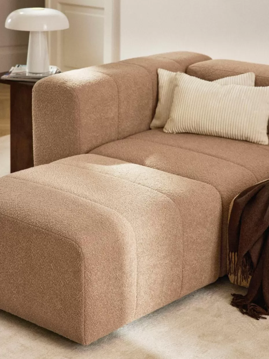 Hocker | Sofaserien-Westwing Collection Bouclé-Sofa-Hocker Lena Bouclé Beige