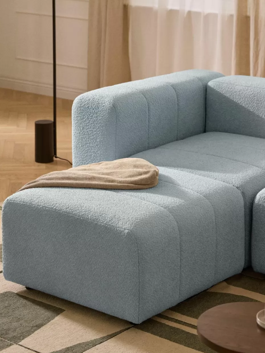 Hocker | Sofaserien-Westwing Collection Bouclé-Sofa-Hocker Lena Bouclé Hellblau