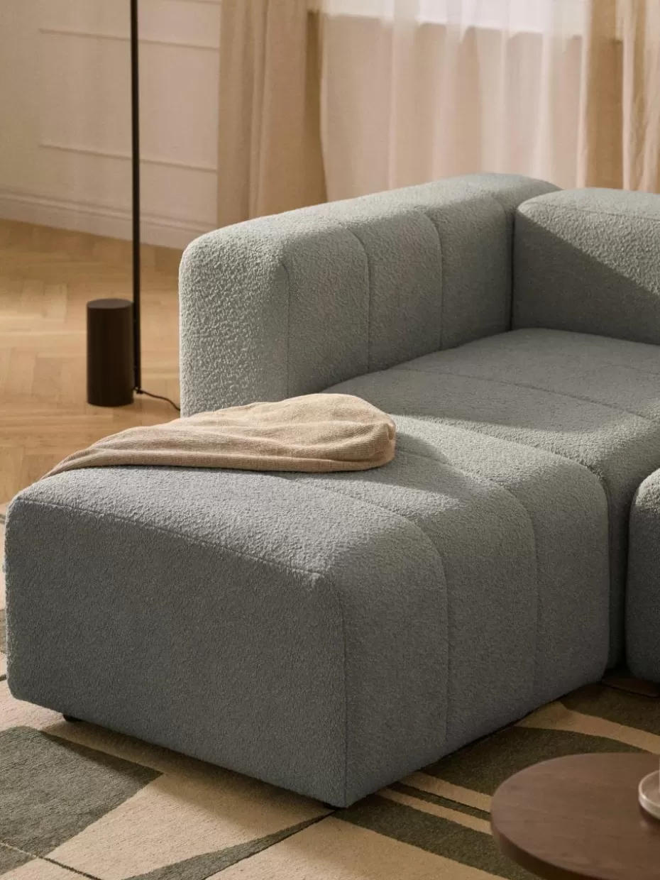Hocker | Sofaserien-Westwing Collection Bouclé-Sofa-Hocker Lena Bouclé Grau